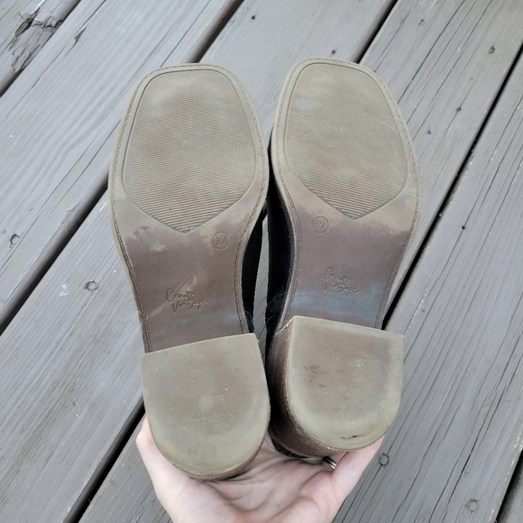 Vintage 90s y2k Bratz Black Leather Chunky Heel Square Toe Ankle Boots Booties 9 - Picture 7 of 10